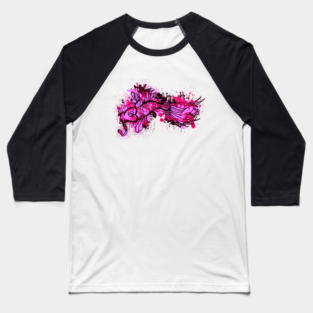 Pink Koi Splash Baseball T-Shirt by Not Meow Designs 